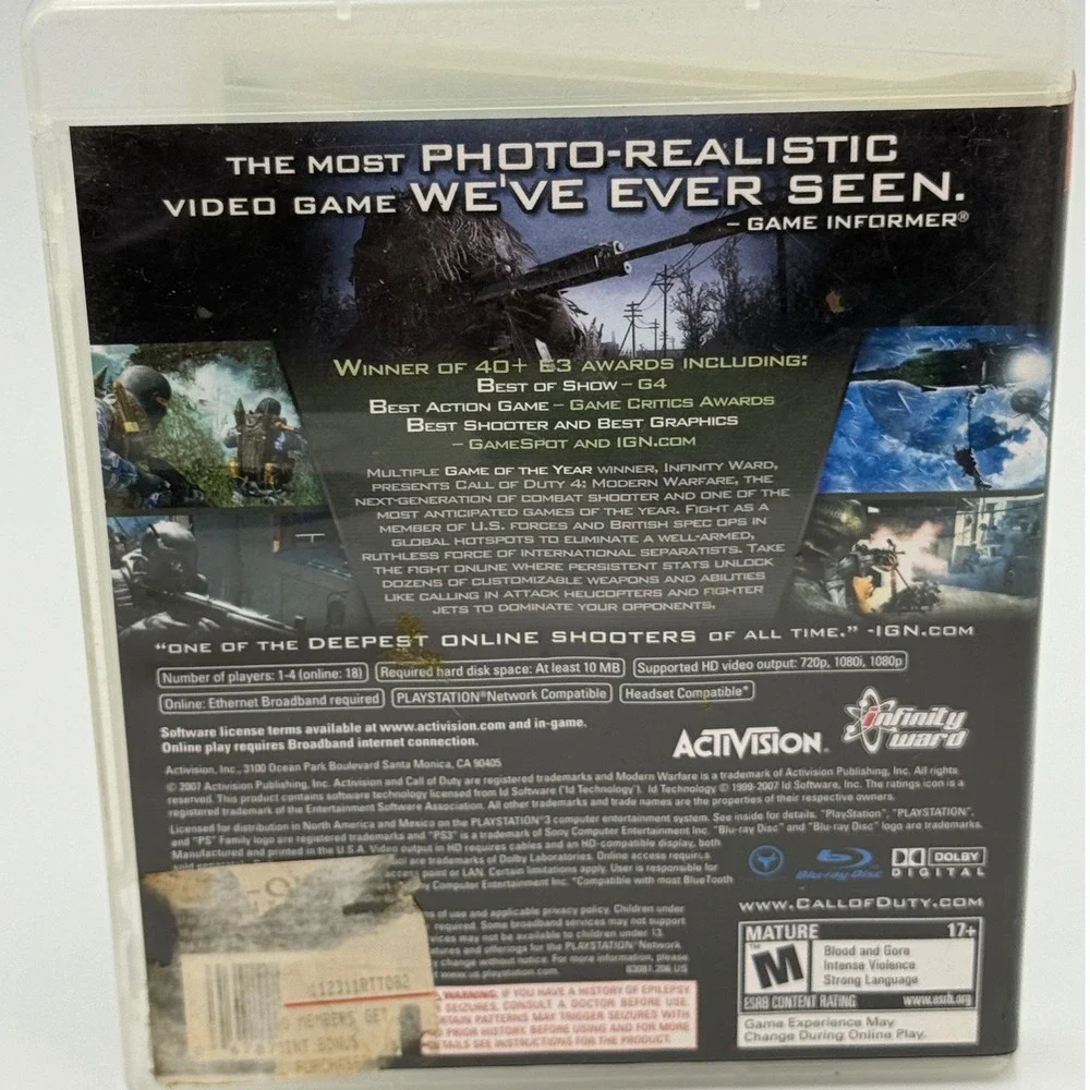 Call of Duty 4 Modern Warfare Sony PlayStation 3 PS3 Game CIB BLUS-30072